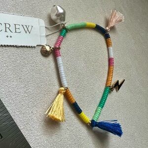 NWT J. Crew Seed Bead Multicolored Bracelet with Charms